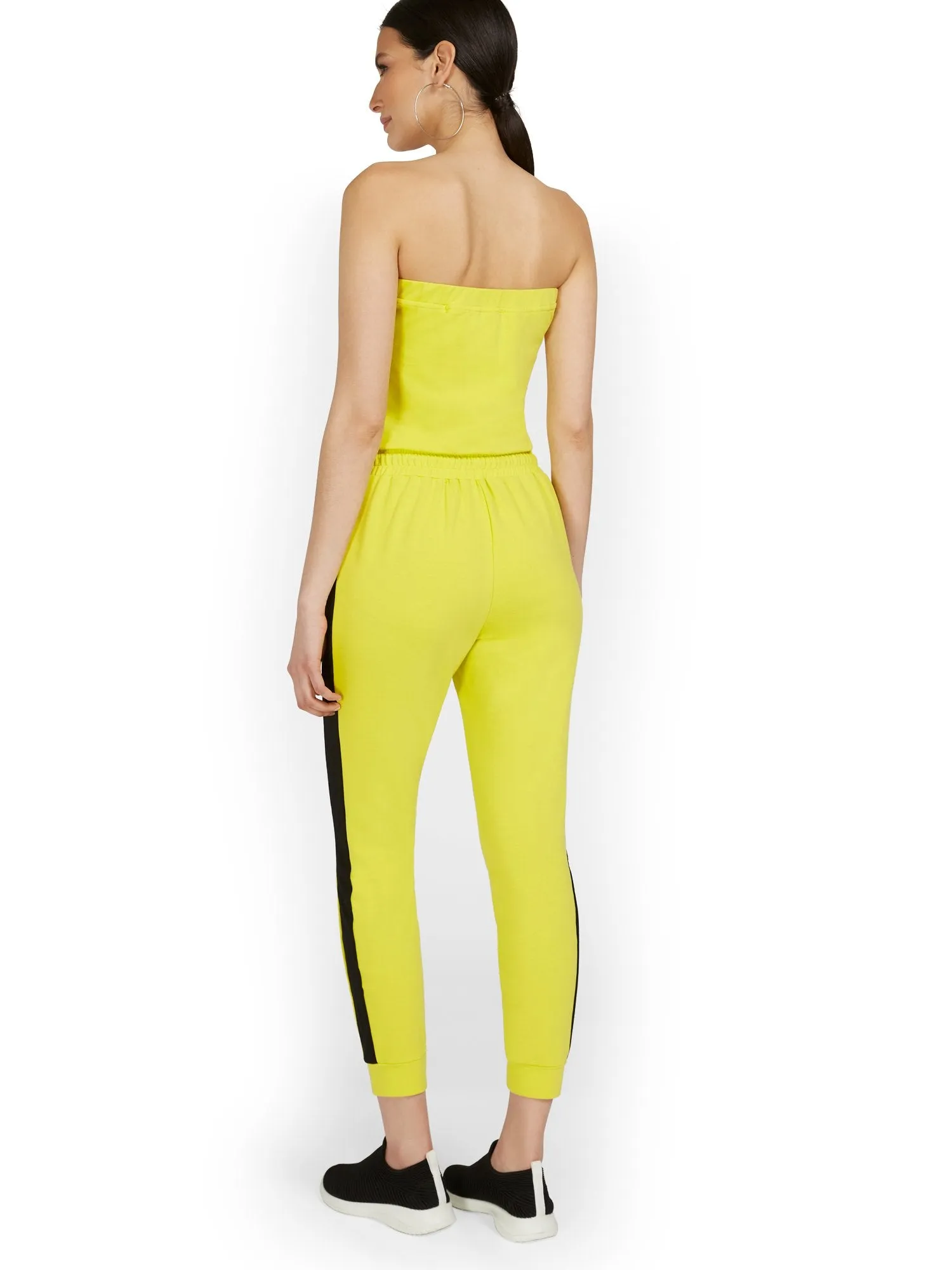 Strapless Side-Stripe Jumpsuit