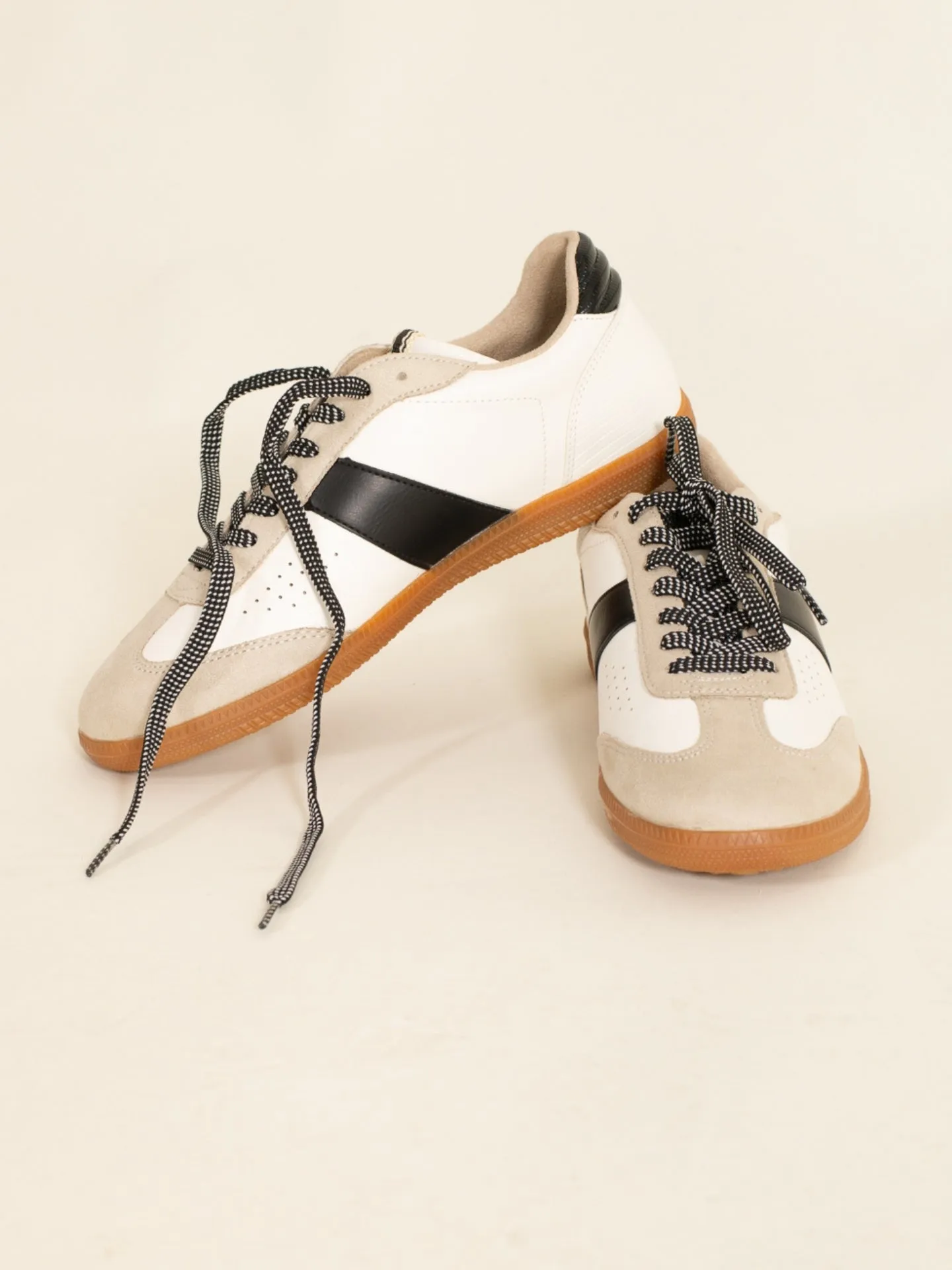 Suede and Leather Sneakers with Black Stripe