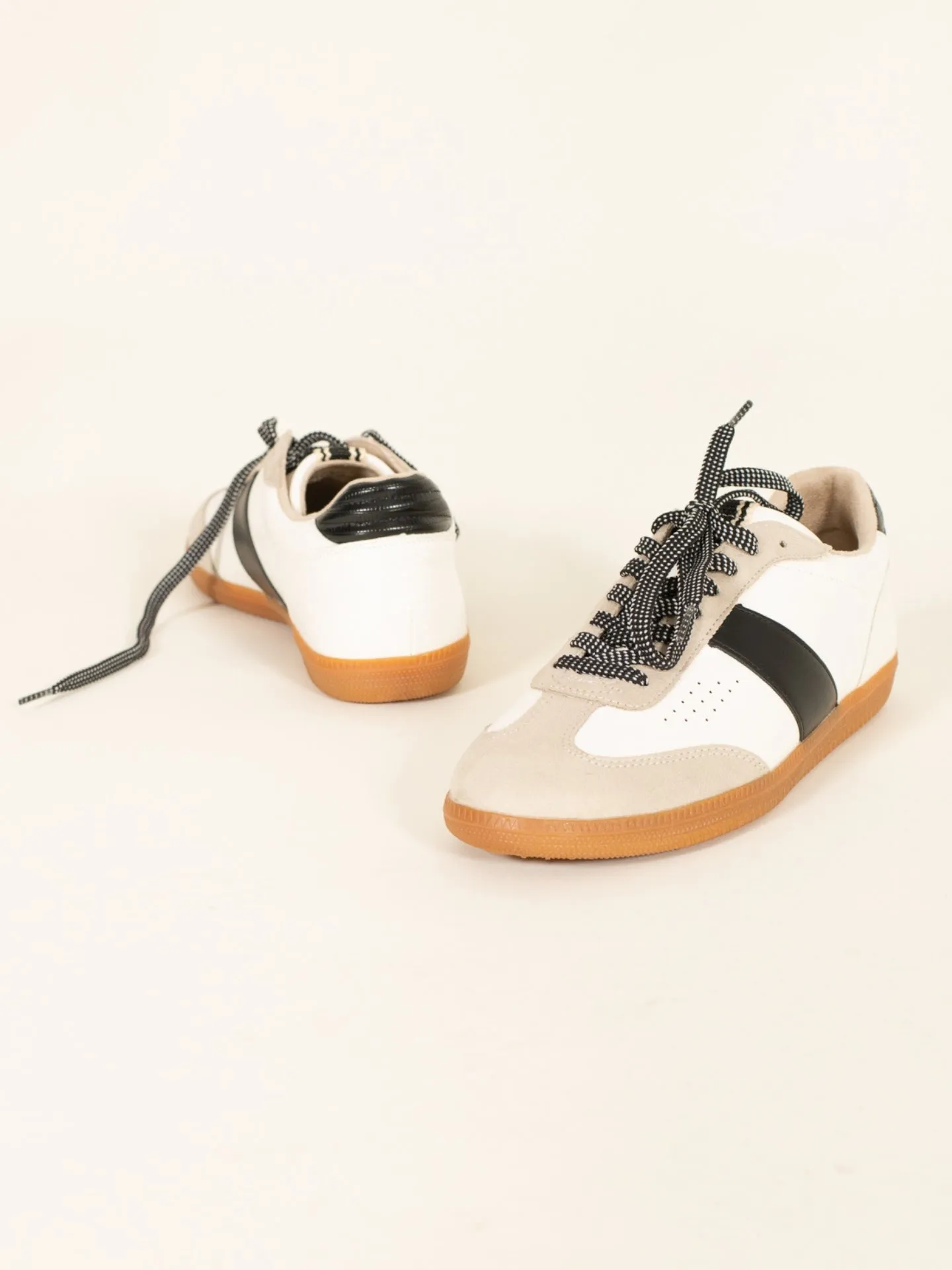 Suede and Leather Sneakers with Black Stripe