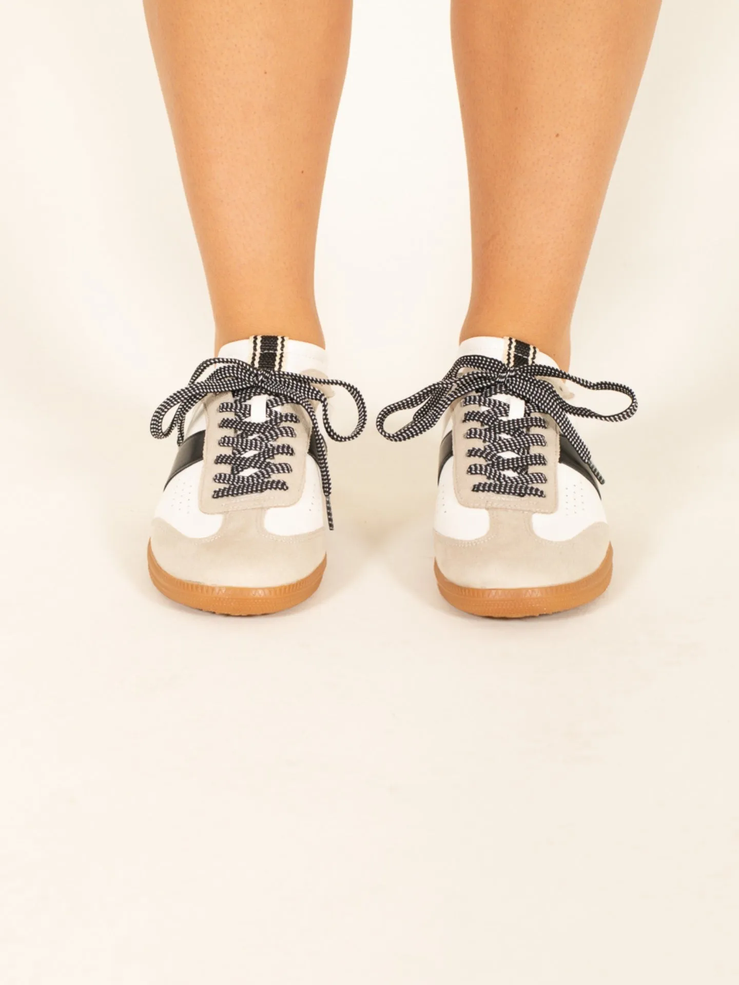 Suede and Leather Sneakers with Black Stripe