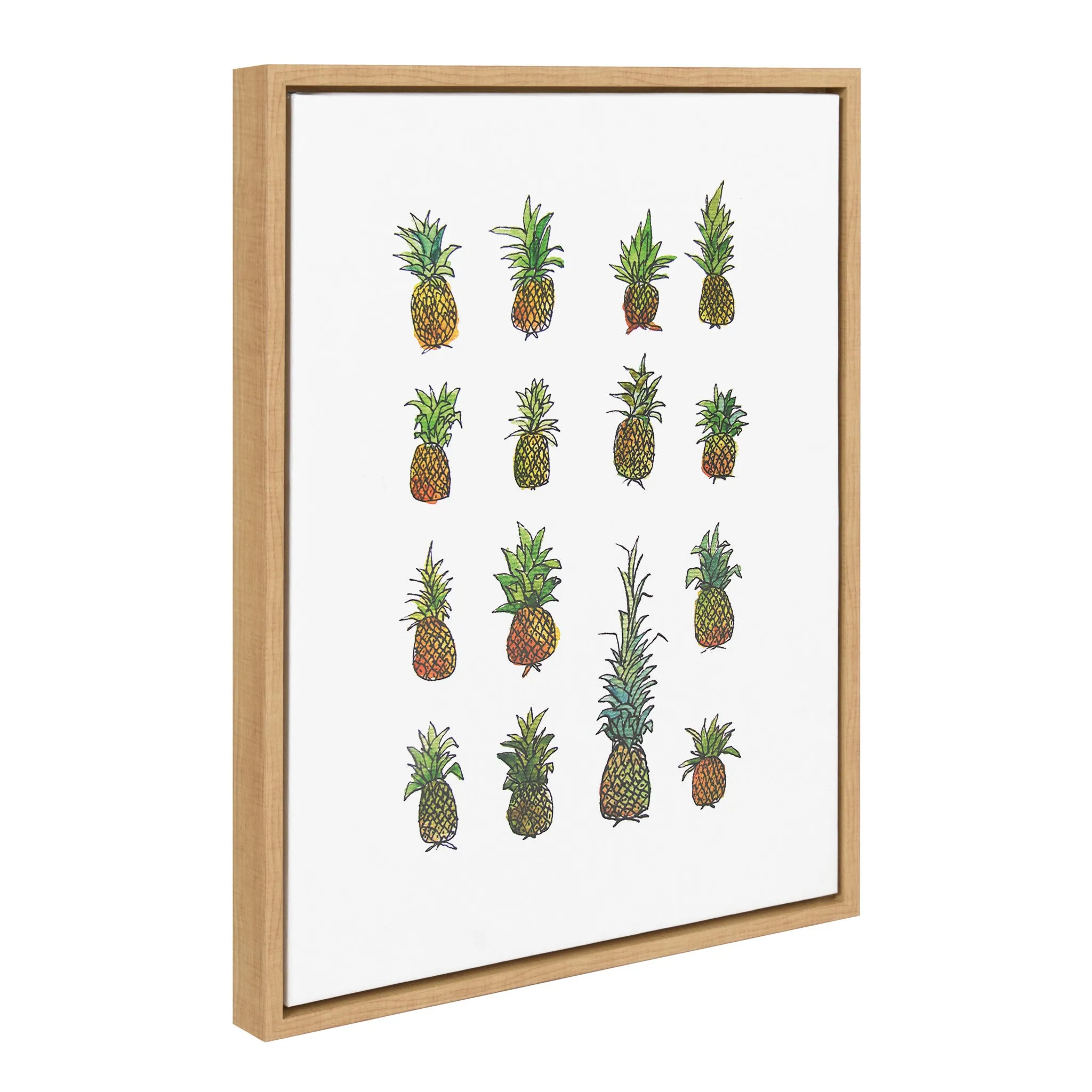 Sylvie Pineapple Set Framed Canvas by Viola Kreczmer