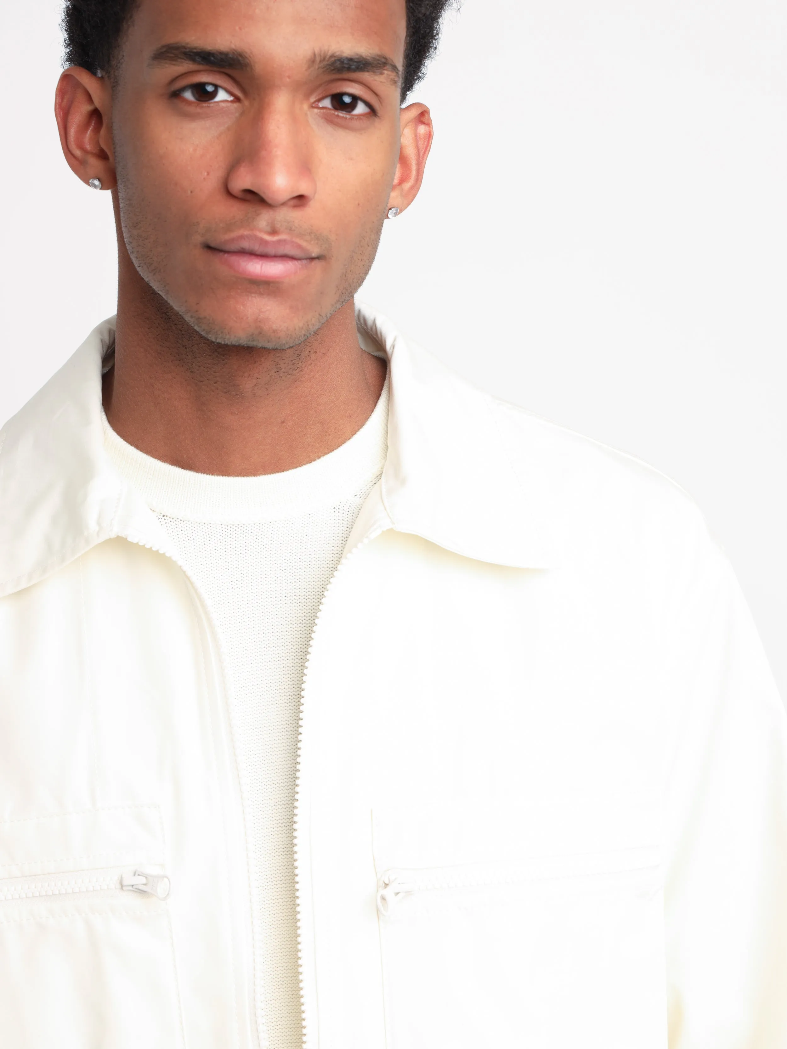 White Weatherproof Cotton Canvas Field Jacket