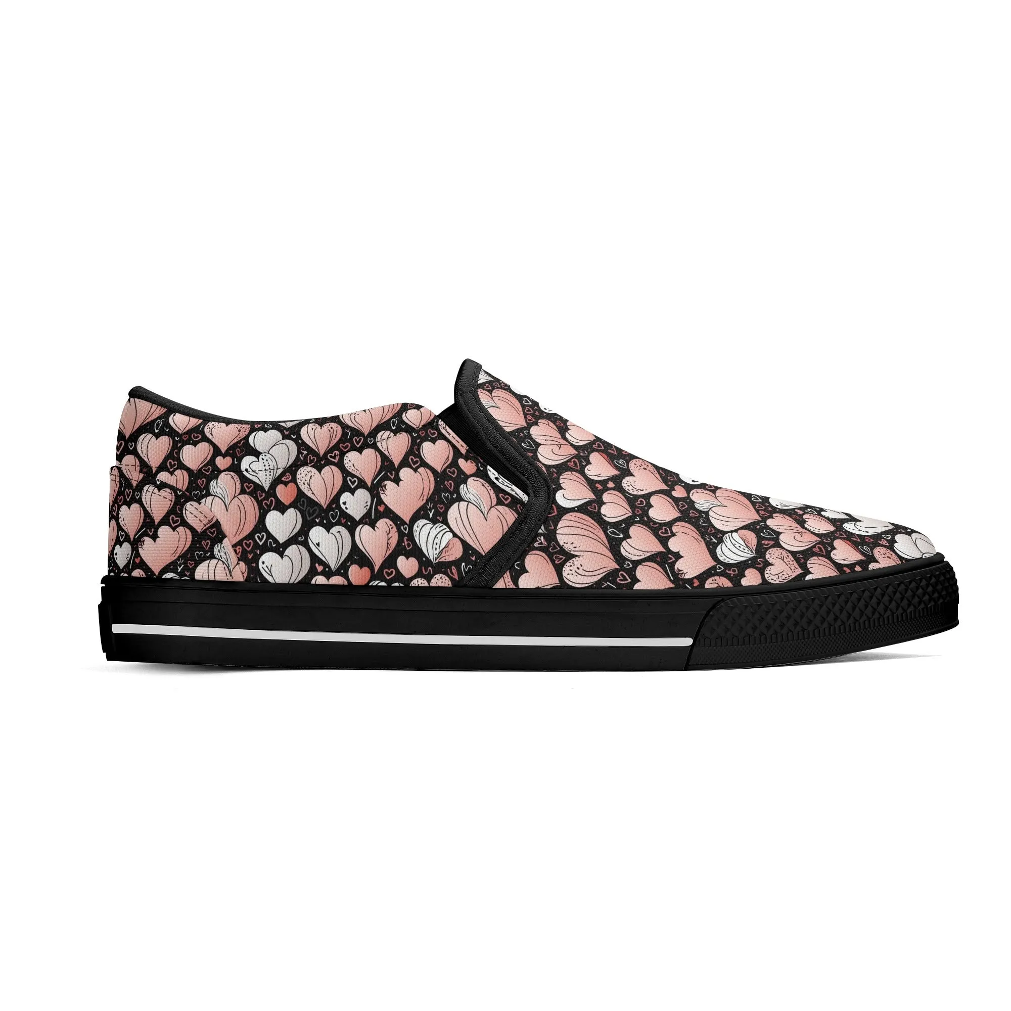 Womens Pink Hearts Rubber Slip On Shoes