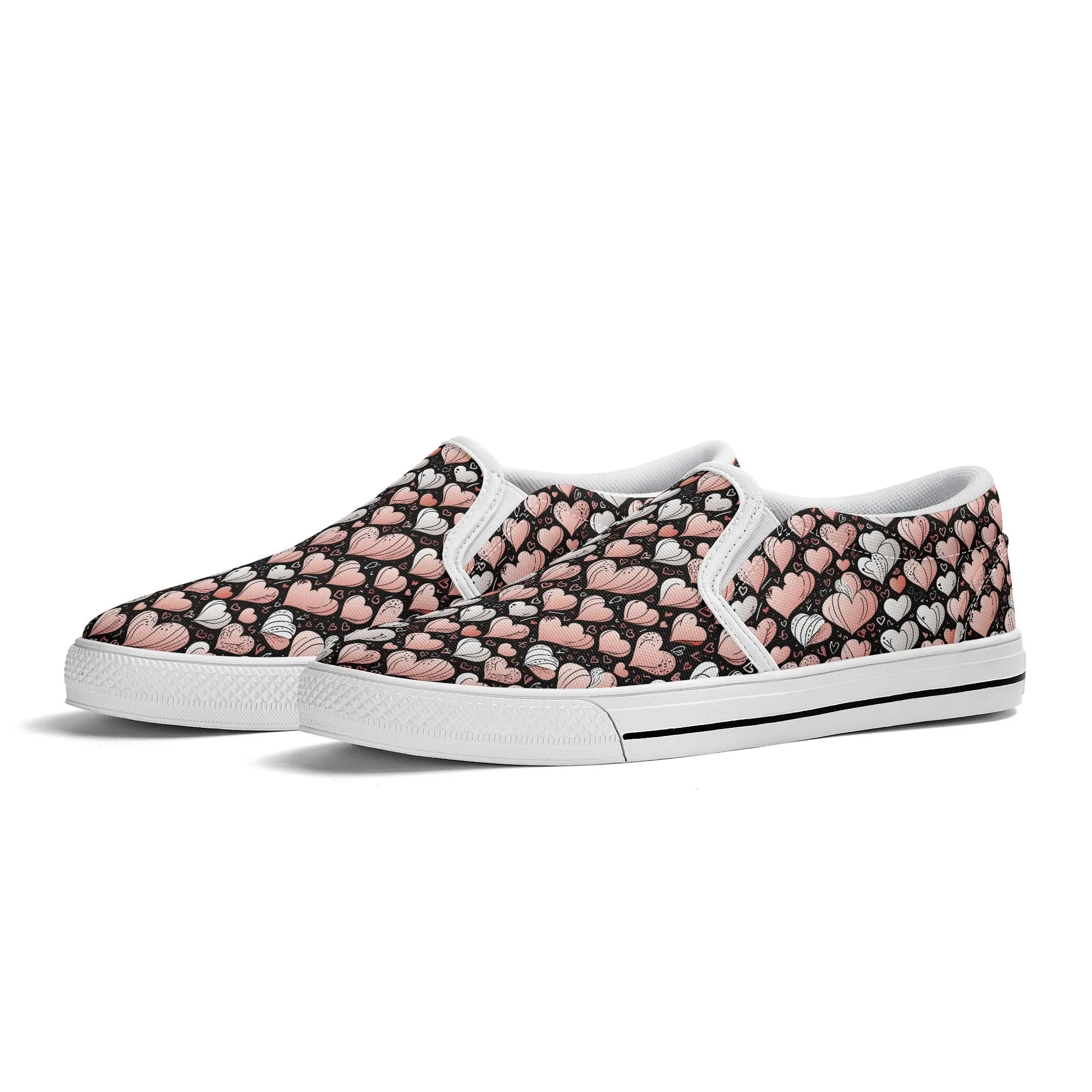 Womens Pink Hearts Rubber Slip On Shoes