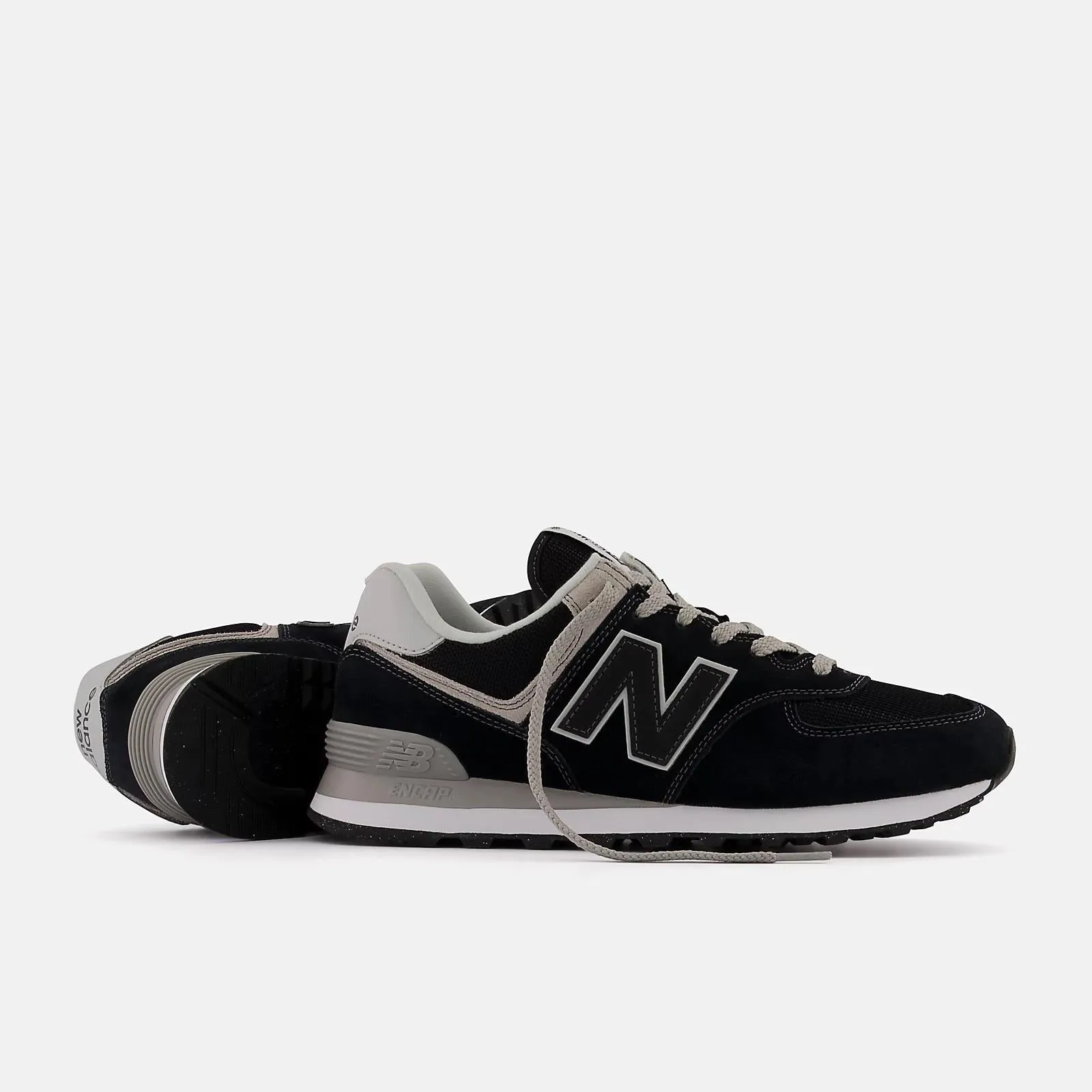 Women's Wide Fit New Balance  ML574EVB Running Trainers - Exclusive - Black/White ENCAP